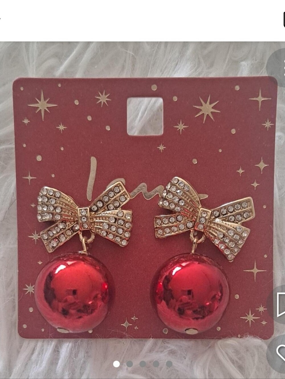 I AM Holiday Christmas Ball Earrings Red Gold Holiday Bow Earrings